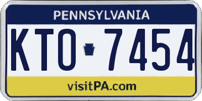 PA license plate KTO7454