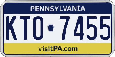 PA license plate KTO7455
