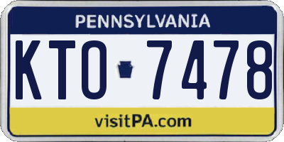 PA license plate KTO7478