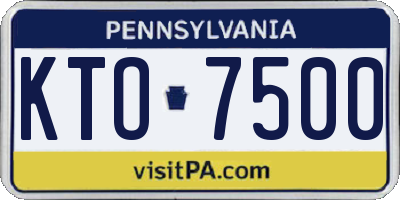PA license plate KTO7500