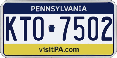 PA license plate KTO7502