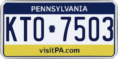 PA license plate KTO7503