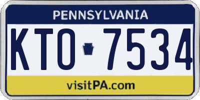 PA license plate KTO7534
