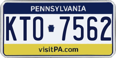 PA license plate KTO7562