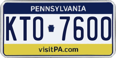 PA license plate KTO7600