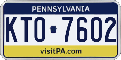 PA license plate KTO7602