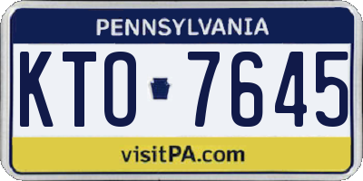 PA license plate KTO7645