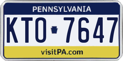 PA license plate KTO7647