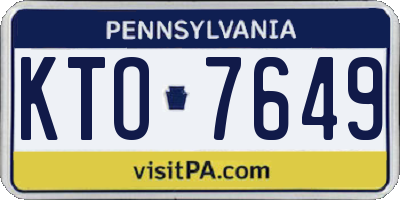 PA license plate KTO7649