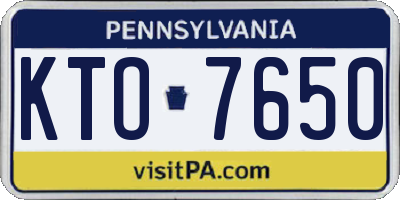 PA license plate KTO7650