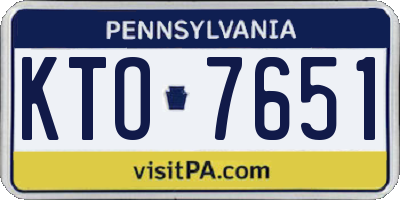 PA license plate KTO7651