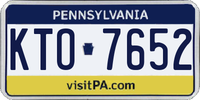 PA license plate KTO7652