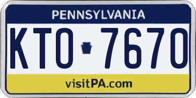 PA license plate KTO7670