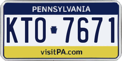 PA license plate KTO7671