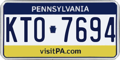 PA license plate KTO7694