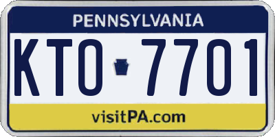 PA license plate KTO7701