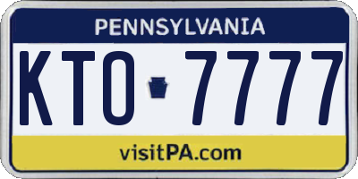 PA license plate KTO7777