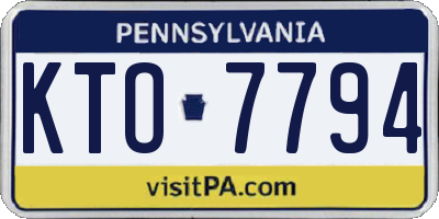 PA license plate KTO7794