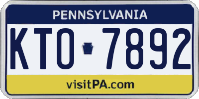 PA license plate KTO7892