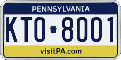PA license plate KTO8001