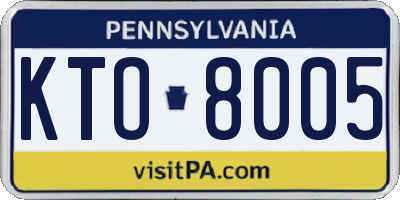 PA license plate KTO8005