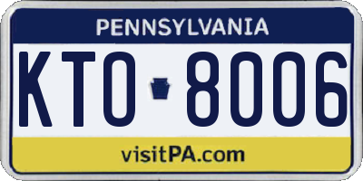 PA license plate KTO8006