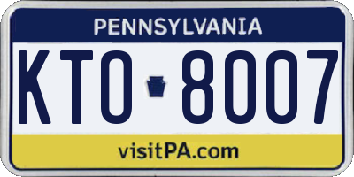 PA license plate KTO8007