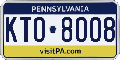 PA license plate KTO8008