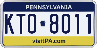 PA license plate KTO8011