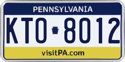 PA license plate KTO8012