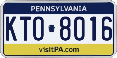 PA license plate KTO8016