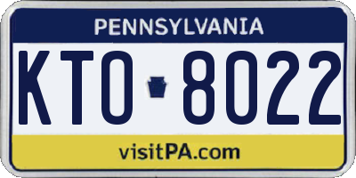 PA license plate KTO8022