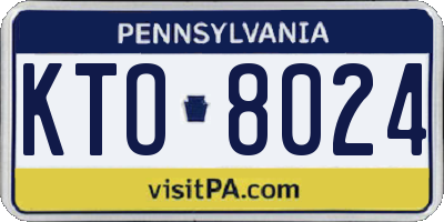 PA license plate KTO8024