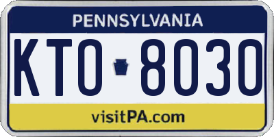 PA license plate KTO8030