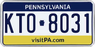 PA license plate KTO8031