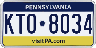 PA license plate KTO8034