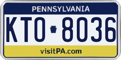 PA license plate KTO8036