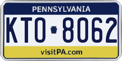 PA license plate KTO8062