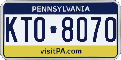 PA license plate KTO8070