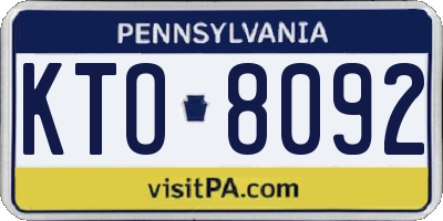 PA license plate KTO8092