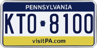 PA license plate KTO8100