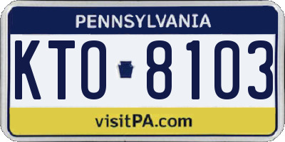 PA license plate KTO8103
