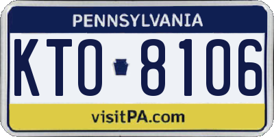 PA license plate KTO8106
