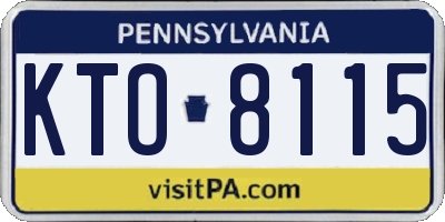 PA license plate KTO8115