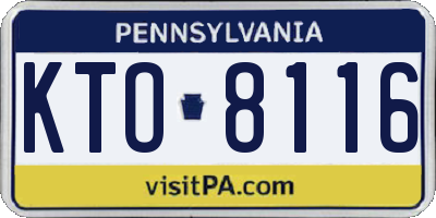 PA license plate KTO8116