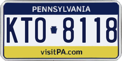PA license plate KTO8118