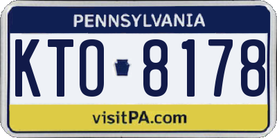 PA license plate KTO8178