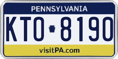 PA license plate KTO8190