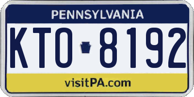 PA license plate KTO8192