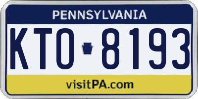 PA license plate KTO8193